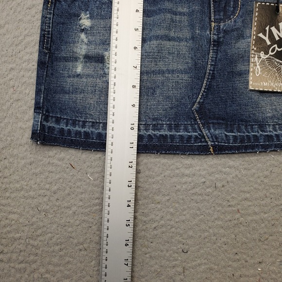 YMI Jeans Mini Skirt Womens 7 Blue Perfect Fit Distressed Released Hem 5-Pockets - Picture 3 of 8